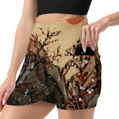 Jupe short de tennis prune d'hiver pour femme avec poche intégrée