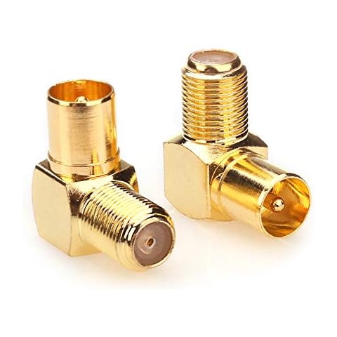 Conector coaxial NANYI Hembra a macho TV Cable de televisión coaxial antena Acoplador conector de tipo T/F enchapado en oro y ángulo recto a RF Adaptador de antena coaxial Cover
