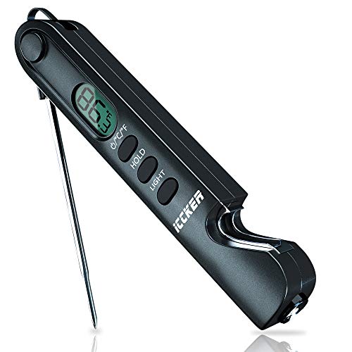 Digital Meat Thermometer Instant Read with Flashlight/Backlight LCD/Magnet for Cooking Food Baking Candy Milk BBQ Grill Smoker Thermometer(No Battery)