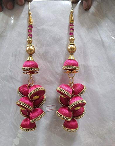 12 Color Thread Bridal Blouse Accessories Cloth Tassels Beaded Dress Sewing Sari Dress Material Saree Latkans-Length 7.5 Inches-Price For A Pair #TOP1