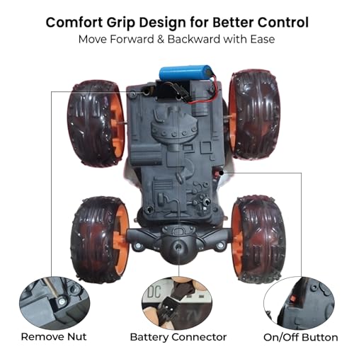 Image of Cable World RC Stunt Robot Dog Car, 360 Degree Rotating, Remote Control Musical Dancing Dog with Flashing Lights, Smoke, Sound, Action, Activity Play Center Toy for Kid Early Learning Educational