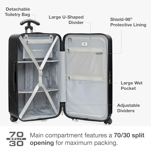 Image of Traveler's Choice Ultimax II Ultimax II Polycarbonate Hardside Luggage with Spinner Wheels, Matte Black, 31-Inch Large Trunk, Ultimax II Polycarbonate Hardside Luggage With Spinner Wheels
