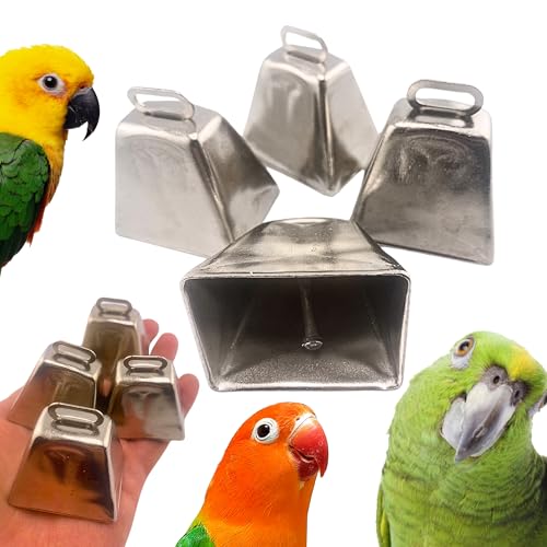 Bonka Bird Toys 1099 Pk4 Large Silver Cow Bells 2" Metal Bells for Small to Large Parrots DIY Bird Toy Parts Enrichment Accessories Conure Amazon Eclectus African Grey - image 8