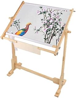Stickrahmen Eckig, Cross Stitch Stand Stickerei-Kreuzstichrahmen-Ständer 360 ° verstellbarer Stickholz-Ständer dickes gehärtetes Holz Kreuzstich-Gestell für Kreuzstich-Nadelarbeiten 32CT 100cm