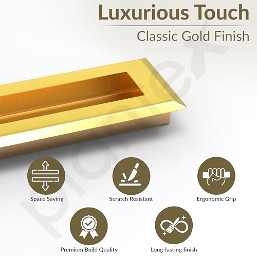 Image of Plantex Sliding Door Handle /Concealed Handle for Sliding Door /160mm Concealed Handle for Wardrobe /Kitchen Cabinet - Pack of 4 (PVD Gold)