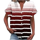 Camisetas Manga Corta Mujer,Casual Camisa Mujer con Cuello en V Moda Degradado Camiseta Mujer con Rayas Estampado Warehouse-Deals Informal Multicolor Blusas Mujer Verano Moda Ropa Mujer Verano