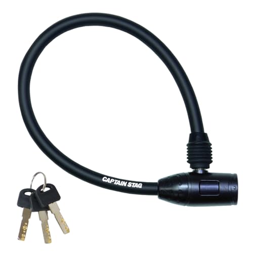 キャプテンスタッグ(CAPTAIN STAG) 自転車 鍵 ロック ワイヤーロック ワイヤー長35cm/φ10mm/周長42cm ディンプルキー ストレート ブラック Y-4348