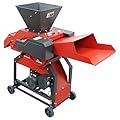 INTSUPERMAI 8-Blade Grass Crusher and Kneading Silk Machine Hay Cutter Pulverizer Dry-Wet Grass Straw Cutter Hay Crusher Silk Kneading Integrated Machine for Corn Wheat Animal Feed 800KG/H 220V
