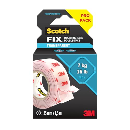 Scotch-Fix Clear Double-Sided Mounting Tape 410H-CLR-EU 25mmx1.5m 24 RL/CV