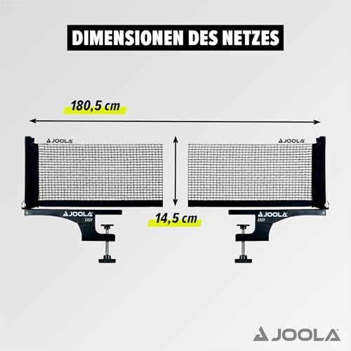 JOOLA 31008 Tischtennisnetz Easy-Indoor Garnitur Freizeitsport - Netzspannung verstellbar, Schwarz, 183 CM x 15,25 CM