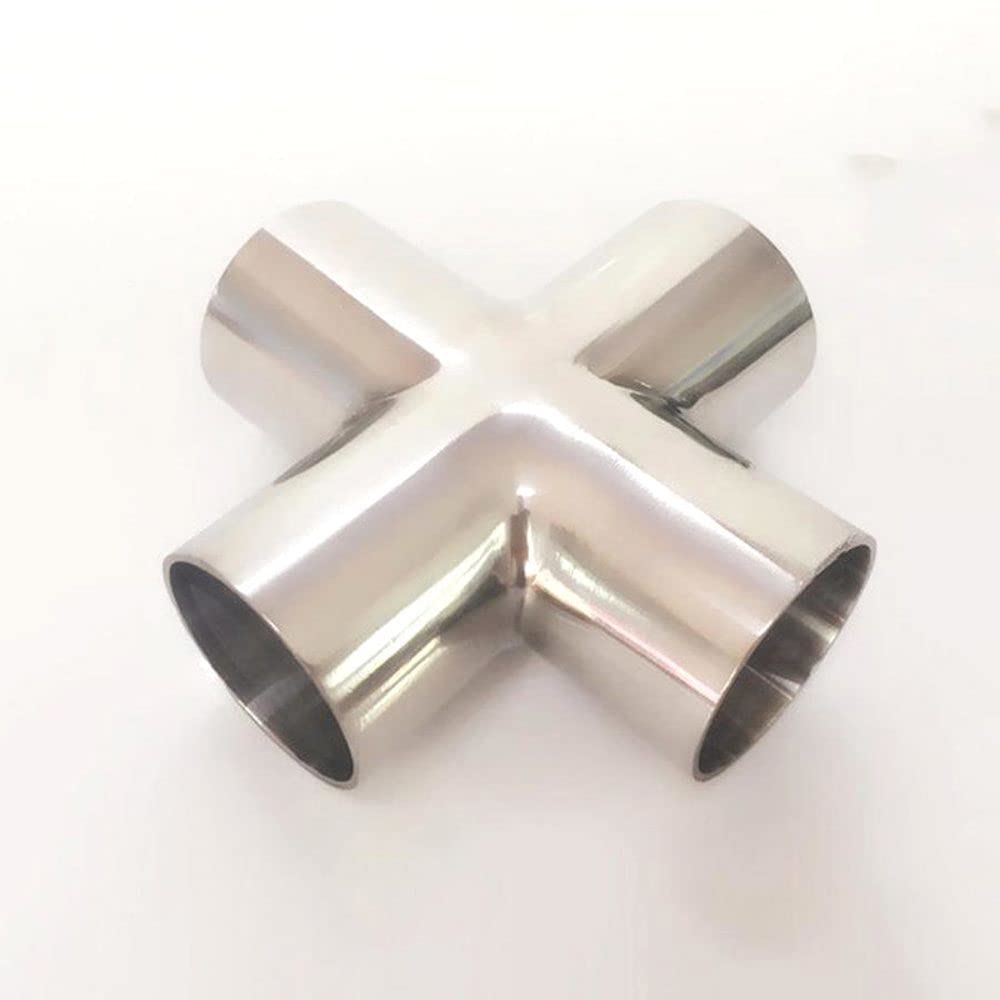 63mm 2.5" Pipe OD Butt Welding Cross 4 Ways Splitter SUS 304 Stainless Steel Sanitary Fitting Spliter Homebrew Beer Wine