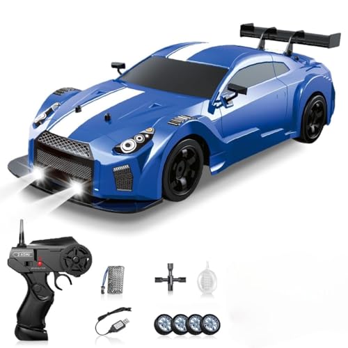 Image of RC Drift Car, Drifting RC Car 1 /16 2.4GHz 4WD Remote Control Cars, Rechargeable Drifting Cars 18KM /H+ High Speed RC Racing Vehicle with Spray Cool Lights Toy Car for Kids (RC Drift & Spray Car-Blue)