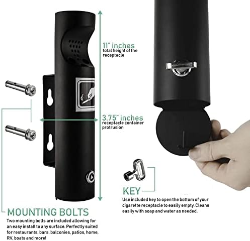 Wall-Mounted Stainless Steel Cigarette Butt Receptacle with Smoking Sign – Durable Outdoor Trash Can for Commercial Use, Sleek Cigarette Disposal Container