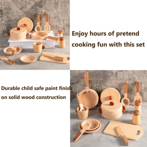 Image of Gift Equals Love Wooden Kitchen Set Toy Natural Cooking Sets Pretend Play Toys for Little Boys and Girls and Kids Age 3+ (Premium)