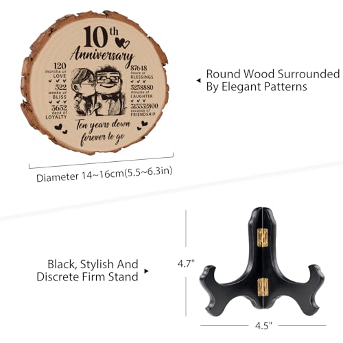 10th Wedding Anniversary Wooden Gift for Husband from Wife 10 Years Wedding Romantic Gift for Him/Her - Image 2