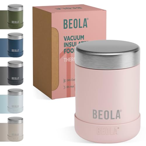 Beola 450Ml Food Jar Lunch Box Thermos Stainless Steel Double Wall Insulated Travel Food Flask For Kids And Adults, 15Oz (Fashion Pink)