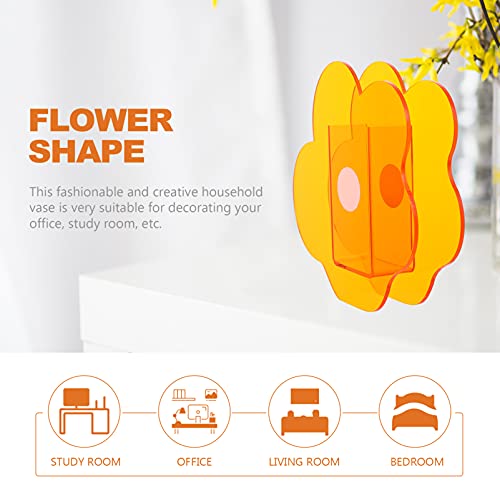 Vosarea Acrylic Cloud Shaped Flower Vase Make Up Brush Pen Holder Elegant Modern Contemporary Design Vase For Home Office Wedding Decor (Orange) #TOP5