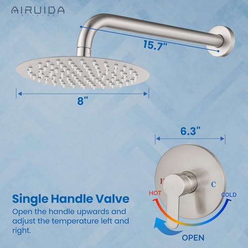 Système de douche de tête sans bec mitigeur mural encastré noir - 2