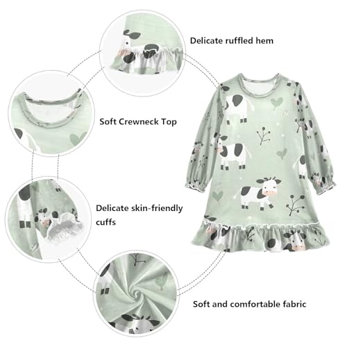 Bolaz Nightgowns Sleepwear Lightweight Nightdress Soft Pajamas Dress Cute Farm Cows for 3-10 Years3