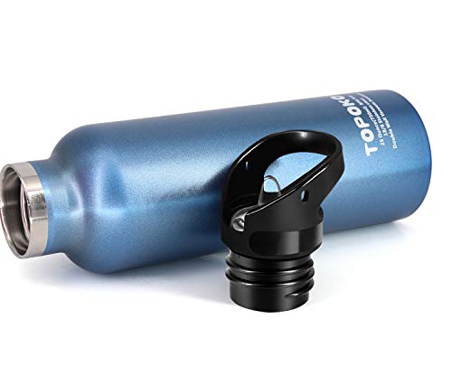 Topoko 25 Oz Double Wall Stainless Steel Water Bottle, Straw Lid With Handle, Vacuum Insulated, Sweat Proof, Leak Proof Travel Mug Sports Bottle, Keep Warm Or Cold Up To 24 Hours. (Blue) #TOP5