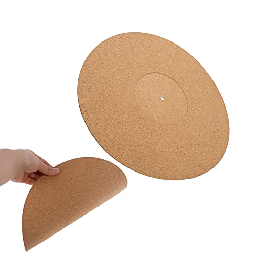 Plattenspieler-Kork-Slipmat, 12-Zoll-Plattenauflage aus Weichem Kork, Antistatischer, Rutschfester Plattenteller, Plattendurchmesser 295 Mm, Dicke 3 Mm, Mittelloch 7 Mm