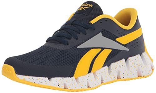 Reebok Boys Zig Dynamica 2.0 Sneaker, Vector Navy/Always Yellow/Pure Grey, 4 Medium US (Big Kid)