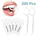 Produktbild Zahnseide Sticks, 200 Stück Dental Floss Zahnstocher Stick mit kunststoff Griff, Zahnpflege Interdental Flosser mit Zahnseidenhalter, Zahnseidensticks Zahnreiniger Sticks