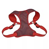 Coastal Pet Comfort Soft Sport Wrap Adjustable Dog Harness - Large & Small Dog Harness - Durable Harness for Dogs with Mesh Chest Pad - Grey with Red, 3/8" x 14-16"
