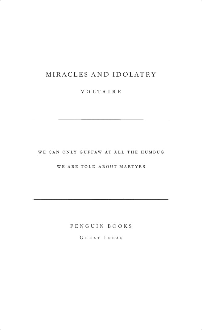 Miracles and Idolatry by Voltaire (Paperback Book)