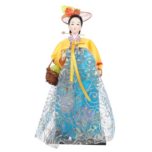 JOINPAYA Muñeca Coreana Hanbok Tradicional de Figuras Decorativas para Escritorio y Hogar Artesanía Hecha Mano con Detalles Vívidos y Colores Brillantes