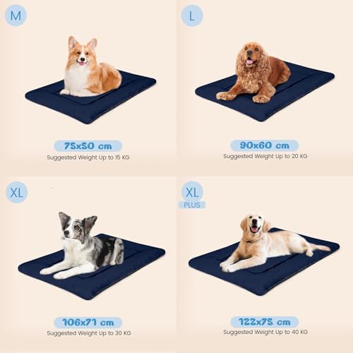 Baodan Hundebett Grosse Hunde Waschbar, 106x71 cm Hundekissen Flauschig mit rutschfeste Unterseite, XL Hundebetten für Große Hunde, Marineblau