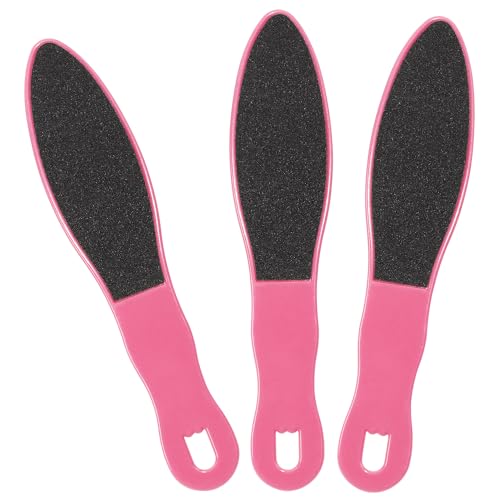 PPhtony 3pcs Foot File Callus Remover with Double-Sided Sand Paper Reusable Foot Scraper Pedicure Tool Foot Rasp Multi Purpose Feet Care Kit for Exfoliator Remover Dead Skin Hard Skin Calluse (Pink)