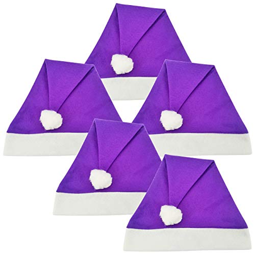 Ciffre 5 er Set Weihnachtsmütze Nikolausmütze Lila Uni Schlicht...