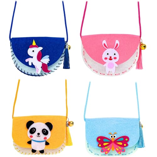 KYEDGC - KYEDGC Lot de 4 kits de couture pour enfants, sacs à main, kits de couture pour enfants débutants, kits de couture pour enfants de 8 à 12 ans, cadeau amusant à faire soi-même