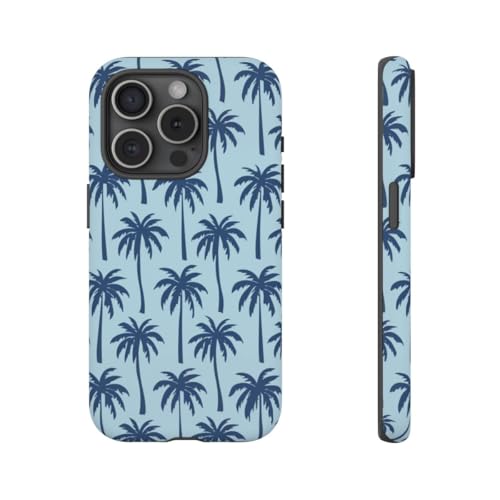 Coque rigide mate palmier bleu iPhone 15 Pro anti-traces