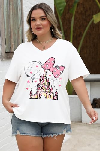 Plus Size Magic Kingdom Shirts for Women Castle Graphic T Shirt Cute Holiday Shirt Princess Tee Funny Vacation Tops2