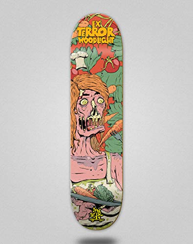 Wood light Monopatín Skate Skateboard Deck Tabla Ex Terror Zombie (8.125)