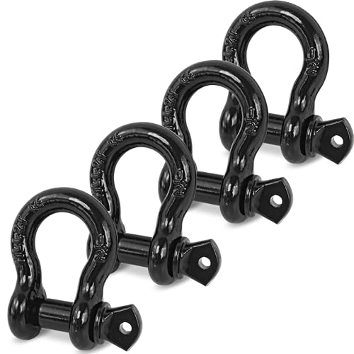 Digank D Ring Shackle 1/2 Clevis Shackle with 9/16 Inch Screw Pin 26 400 lbs Break Strength Heavy Duty Recovery Winch Shackle Black for Jeep Truck SUV Trailer ATV UTV