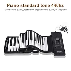 ciciglow Roll Up Piano, 61 Touches Clavier électronique Portable Hand Roll Piano Piano en Silicone Souple Clavier de Piano Flexible (C3 ~ C8) pour Les débutants/Enfants/passionnés de Musique - Les Beatles, Paul McCartney, John Lennon, RIngo Starr, George Harrison ciciglow Roll Up Piano, 61 Touches Clavier électronique Portable Hand Roll Piano Piano en Silicone Souple Clavier de Piano Flexible (C3 ~ C8) pour Les débutants/Enfants/passionnés de Musique – Image 3