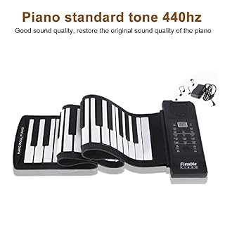 ciciglow Roll Up Piano, 61 Touches Clavier électronique Portable Hand Roll Piano Piano en Silicone Souple Clavier de Piano Flexible (C3 ~ C8) pour Les débutants/Enfants/passionnés de Musique - Les Beatles, Paul McCartney, John Lennon, RIngo Starr, George Harrison ciciglow Roll Up Piano, 61 Touches Clavier électronique Portable Hand Roll Piano Piano en Silicone Souple Clavier de Piano Flexible (C3 ~ C8) pour Les débutants/Enfants/passionnés de Musique – Image 3