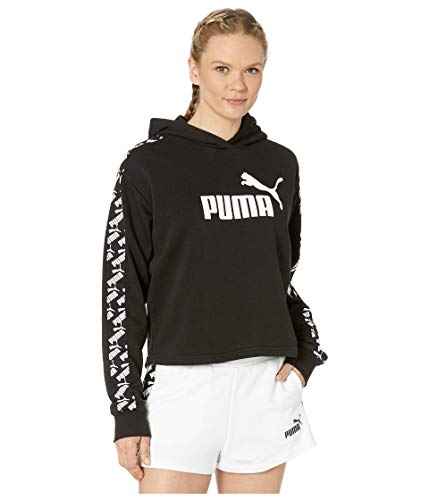 PUMA Women's Amplified French Terry Cropped Hoodie, Black, S