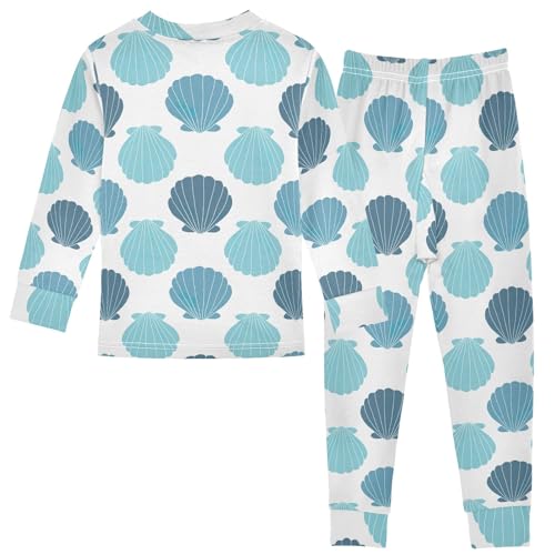 ODAWA Toddler Boy Girl Blue Seashells Footless 2 Piece Set Fall Clothes Size 62
