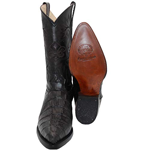 Western Shops Mens Leather Crocodile Alligator Print Western Cowboy Boots(8.5, Black) #TOP1