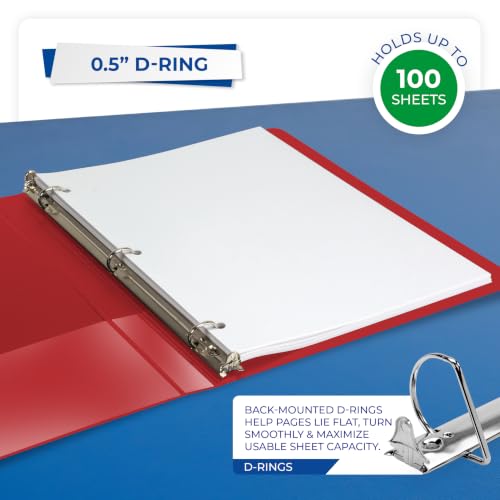 Image of Samsill Durable 0.5 inch 3 Ring Binder, D Ring Binder,100% Recycled Chipboard, Red, 12 Pack
