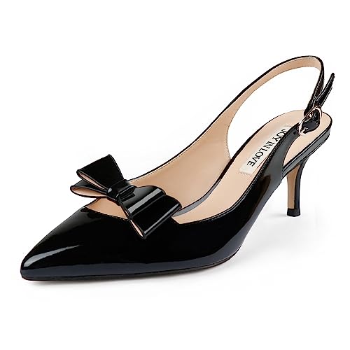 Image of JOY IN LOVE Slingback Kitten Heels for Women Closed Pointed Toe Pumps Dress Shoes