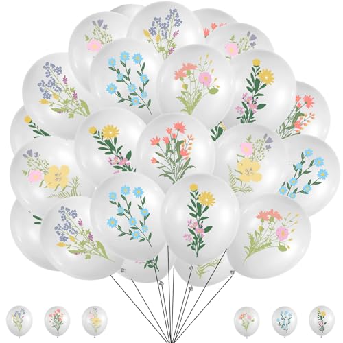 Wildflower Balloons Wildflower Party Decorations: 60pcs Flower Balloons Floral Ballons for Baby In Bloom Decorations Flower Birthday Party Wedding Bridal Picnic Garden