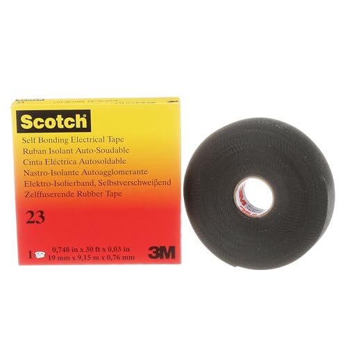 3M Scotch Rubber Splicing Tape 23, 3/4 in x 30 ft, Black, Professional Premium Grade, Self-Fusing (EPR based) Rubber Electrical Insulating Tape, Highly Conformable, MRO, Electrical Construction,1 Roll