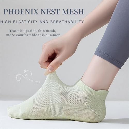 Image of Yoga Socks Women 5 Pairs Professional Sports Non-slip Silicone Running Women's Mesh Breathable Pilates Boat Socks, Medium