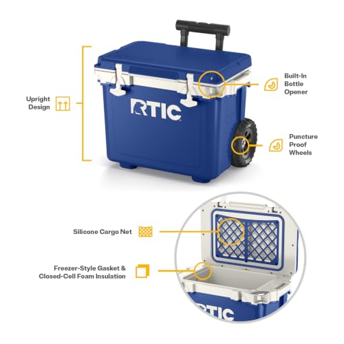 RTIC 22 QT Ultra-Light Wheeled Cooler with Handle | Wheeled Ice Chest Box for Beach, Drink, Beverage, Camping, Picnic, Fishing, Boat and Barbecue - Image 3