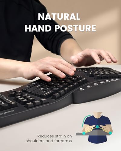 Image of Perixx PERIBOARD-512B Ergonomic Split Keyboard - Full-Size Wired USB Keyboard with Palm Rest and 7 Multimedia Hotkeys - 3D Curve Design for RSI Relief - Black, US English